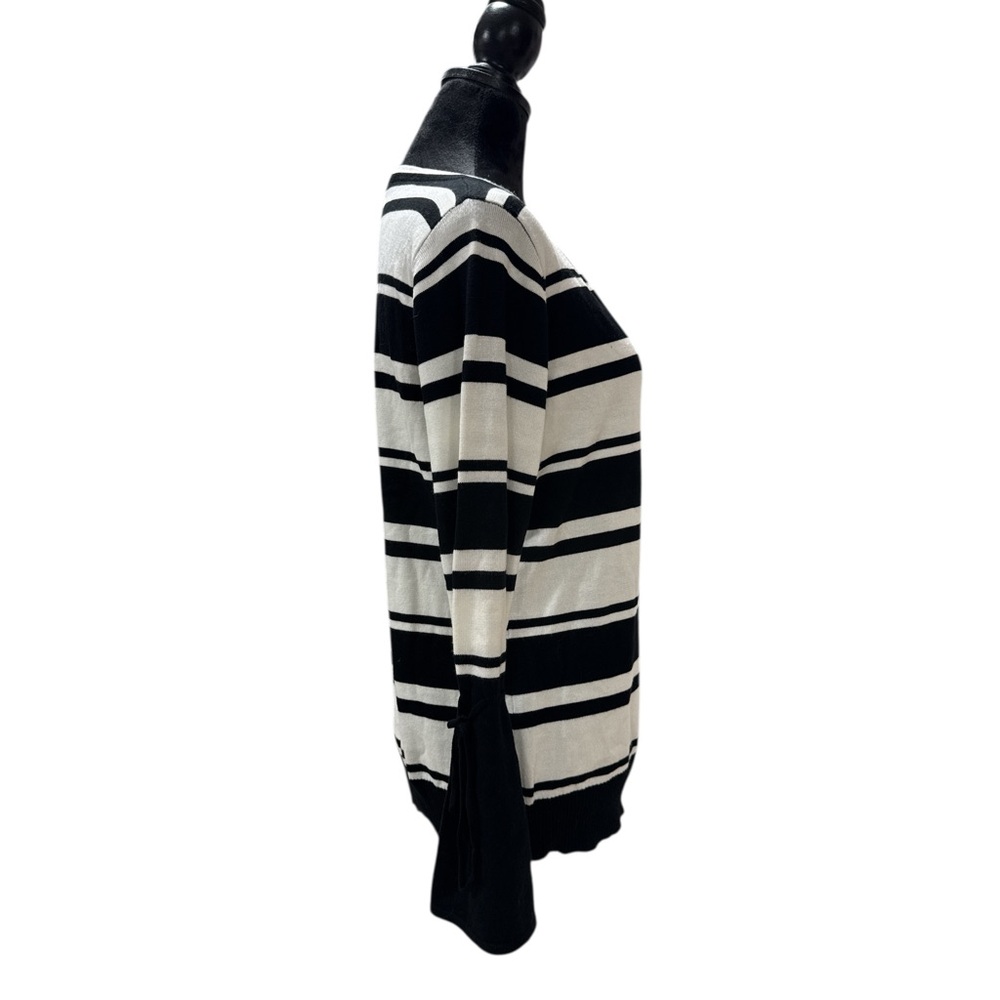 Vila Milano Striped Bell Sleeve Sweater Medium Black White Nautical Knit - Picture 5 of 7